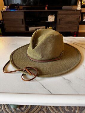 Brixton Canvas Olive Green Sun Hat Leather -Fedora Military Vintage Bucket